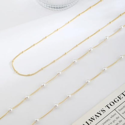 2PCS Gold Silver Waist Chain Adjustable Layered Belly Chain Body Chain Jewelry for Women Sexy Bikini Beach Boho Pearl Beaded Cuban Satellite Waist Chains - style: 2PCS-GD-Pearl+Satellite Chain