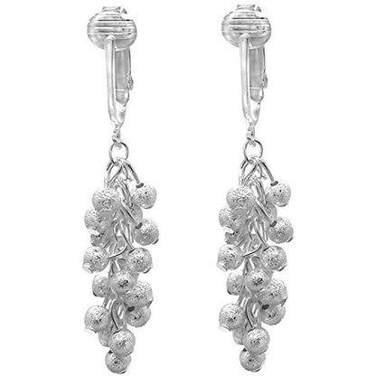 Silver Clip On Earrings For Women, They Look Pierced, Don't Pinch & Won't Fall Off, Hypoallergenic & Lightweight - color: Silver Cluster