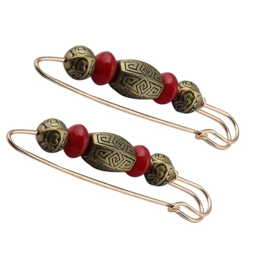 Artibetter 2pcs Retro Brooch Suit Collar Pin Cardigan Clip Sweater Shawl Clip for Women Vintage Clothing Accessory