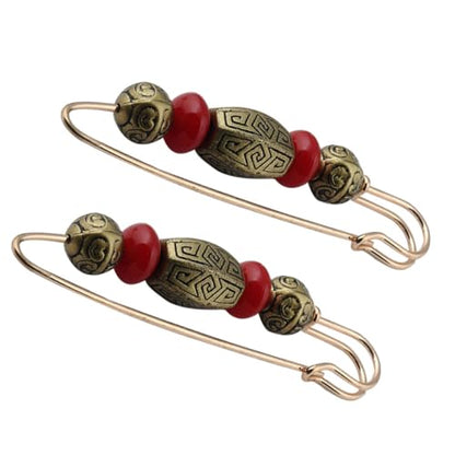 Artibetter 2pcs Retro Brooch Suit Collar Pin Cardigan Clip Sweater Shawl Clip for Women Vintage Clothing Accessory