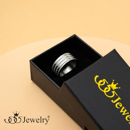 555Jewelry 4mm Sandblast Stainless Steel CZ Wedding Band Ring for Women & Men - color: Silver Style 4