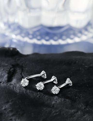 18G 16G 14G Eyebrow Ring Piercing Jewelry Surgical Steel Internal Thread Vertical Labret Lip Ring Rook Daith Earrings Belly Button Ring Piercing Jewelry for Women Men Silver Black Gold - color: Silver, size: 18 Gauge