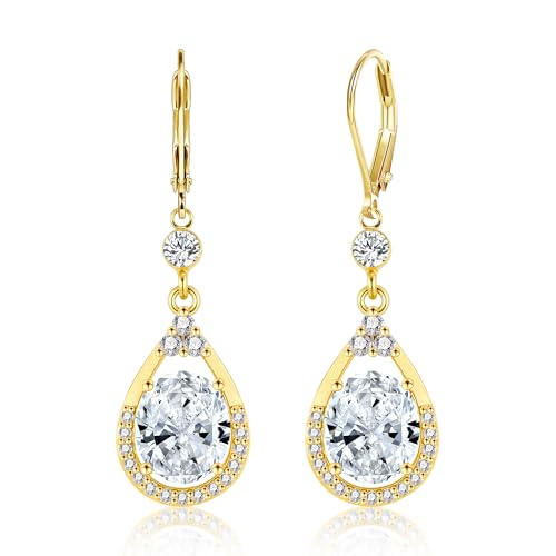 Silver Dangle Double Hoop Earrings For Women Paperclip Link Earring | Drop Small Silver Earrings Square Huggie Paperclip Dangly Hoop Silver Hoops Earrings Jewelry - color: Gold TearDrop