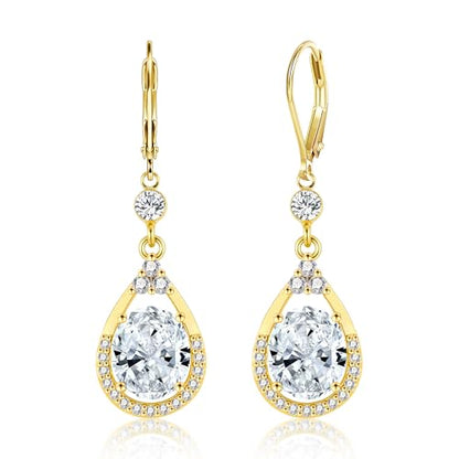 Silver Dangle Double Hoop Earrings For Women Paperclip Link Earring | Drop Small Silver Earrings Square Huggie Paperclip Dangly Hoop Silver Hoops Earrings Jewelry - color: Gold TearDrop