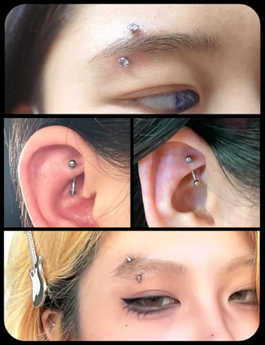 Prjndjw Internally Threaded Eyebrow Piercing Jewelry Surgical Steel Curved Barbell Tiny Eyebrow Ring Vertical Labret Lip Jewelry Ear Rook Earrings for Women Men 20g 16g 6mm/8mm/10mm/12mm - color: Silver internal thread 16G Curved Bar Piercing Jewelry