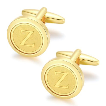GWD Initial Cufflinks for Men Classic Cuff links Mens Letter Shirts CuffLinks Wedding Gift - color: Z