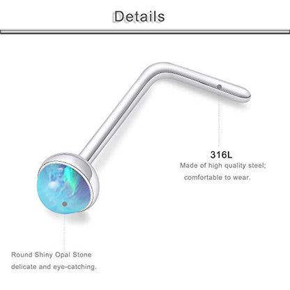 20G 18G 16G Cubic Zirconia Nose Rings Studs 316L Surgical Steel Hypoallergenic Nose Piercings Jewelry for Women Men CZ 2mm-3mm 24 Pcs - color: D:20G L Shaped + Silver Tone
