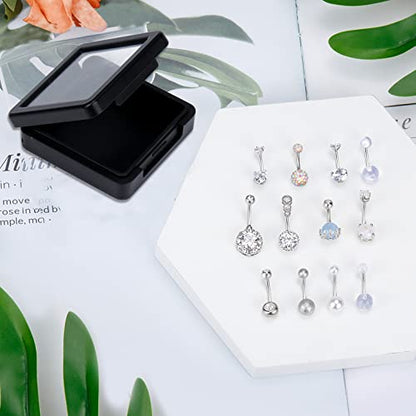 3-12 Pcs 14G Belly Button Rings Belly Rings for Women CZ Opal Navel Rings Belly Piercings Jewelry Belly Barbells Stainless Steel Body Belly Button Piercing Jewelry - color: Silver 12pcs