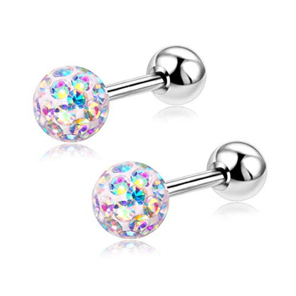 20G Stud Earrings Set for Girls Sensitive Ears with Screw on Safety Backs Surgical Steel Womens Tragus Cartilage Piercing Jewelry Hypoallergenic