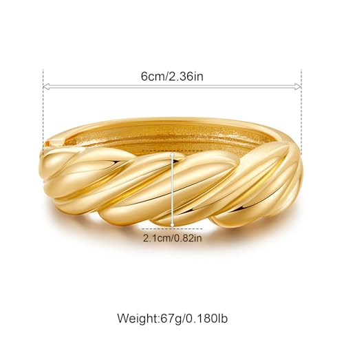 YBMYCM Chunky Gold Cuff Bangle Bracelets for Women Wide Gold Bangle Hammered Open Wrist Cuff Bracelets Wrap Bracelet - style: A-Gold