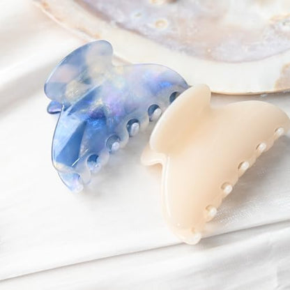 Handmade Celluloid Acetate French Design Barrettes Tortoise Shell Claws Hair Claw Luxury Fashion Accessories Hair Clip for Women (cream white) - color: cream white