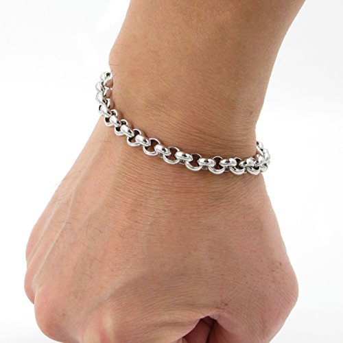 Stainless Steel Belcher Rolo Chain Men Bracelet 7mm
