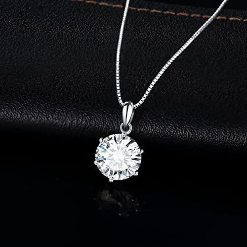 JewelryPalace Round 1ct 2ct 3ct Cubic Zirconia Solitaire Pendant Necklace for Women, 925 Sterling Silver 14k White Gold Plated Necklaces for Her, Classic Simulated Diamond Jewelry Set, 18 Inches chain - color: G-3ct-CZ-Sterling Silver
