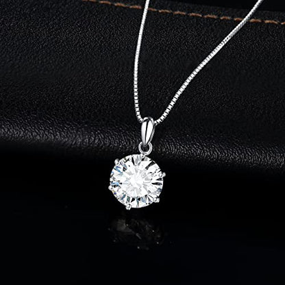 JewelryPalace Round 1ct 2ct 3ct Cubic Zirconia Solitaire Pendant Necklace for Women, 925 Sterling Silver 14k White Gold Plated Necklaces for Her, Classic Simulated Diamond Jewelry Set, 18 Inches chain - color: G-3ct-CZ-Sterling Silver