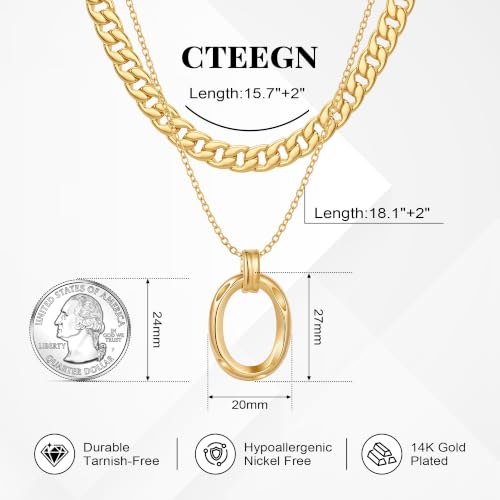 14K Gold/Silver Plated Dainty Snake Chain Layered Necklace for Women | Irregular Oval Pendant Minimalist Dainty Statement Gold Layering Everyday Jewelry - color: Gold - Matte