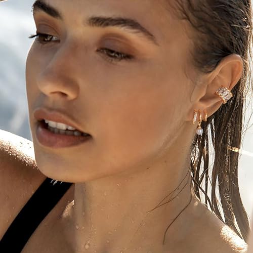 Gold Ear Cuff Earring for Women 14K Gold Plated Cubic Zirconia Non-Pierced Clip on Cartilage Chunky Ear Cuffs Hypoallergenic Jewelry - style: twist / pair