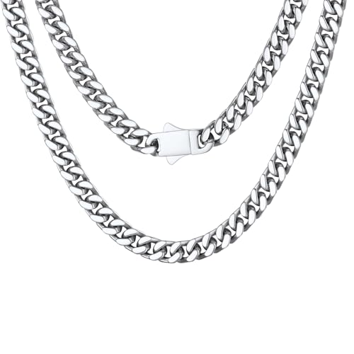 PROSTEEL Chunky Cuban Link Curb Chain Necklace for Women Men, Stainless Steel Choker Thick Trendy Statement Hip Hop Miami Cuban Chain Jewelry Gifts Unisex Size,5/12/14mm Widths,18"/20" - color: 5mm-Silver, size: 20inches