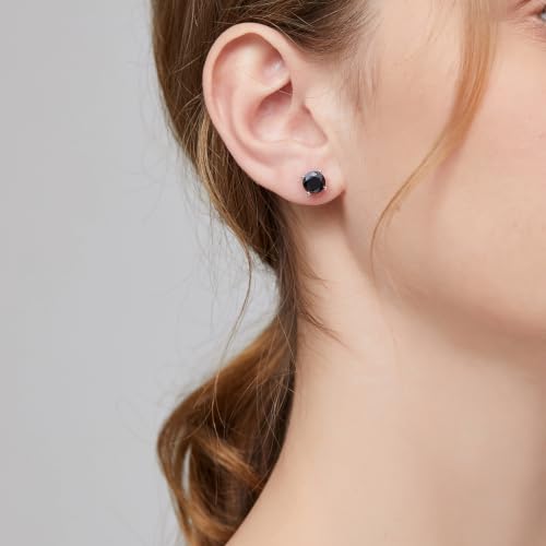 Jiamiaoi Stud Earrings Screw Back Sterling Silver Cubic Zirconia Stud Earrings Set 4 Millimeters-8 Millimeters Nickle Free Hypoallergenic Earring Studs - color: J-Black Zircon, size: 8mm