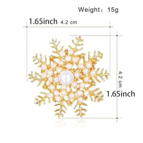 Delicate Pearl Crystal Brooch Pins for Women Girls Dance Balls Wedding Bridal Jewelry - color: B Gold-snowflake