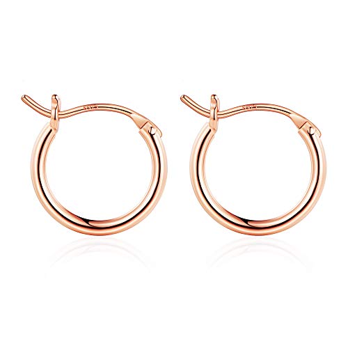M MOOHAM Hoop Earrings for Women, Hypoallergenic 14K Gold Plated Earrings | Gold Plated Hoop Earrings Set for Sensitive Ears, Earring Stack for Women Trendy, Jewelry Gifts Lightweight 13-60mm - color: 2pcs-13mm-Rose gold plated