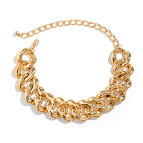 Chunky Gold Chain Necklace for Women Big Chunky Choker Necklace Gold Cuban Link Chain Necklaces Punk Hip-Hop Necklaces Costume Jewelry Gift - color: Gold03