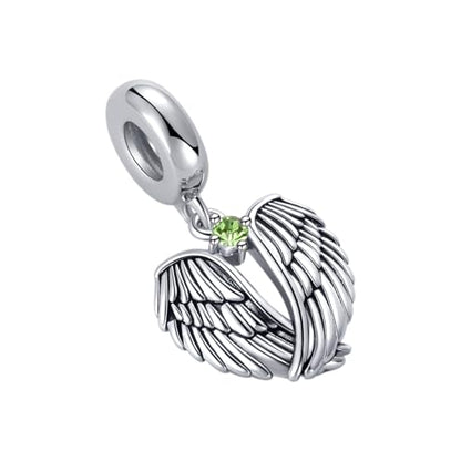 LSxAB Guardian Angle Wings Jan-Dec Birthstone Charm Compatible with Pandora Charms Bracelets for Women Charm - style: 08 Green