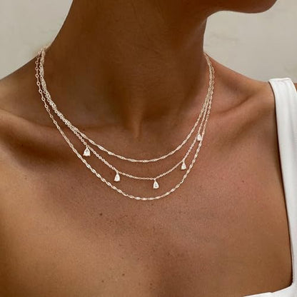 Layered Necklaces For Women,Dainty Gold Plated Necklace Stack Prom Layering Necklaces For Women Trendy Chain Cross Choker Necklace Set Fashion Accessories - color: 3set-1-sl