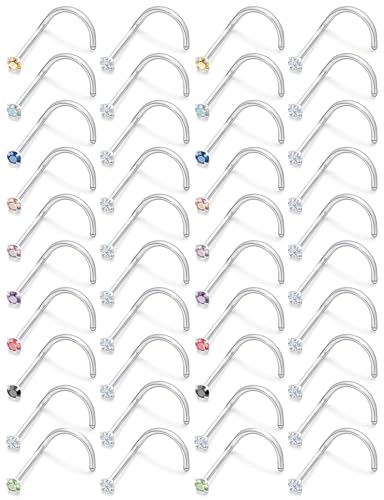 18G 20G 22G Round Cubic Zirconia Nose Rings Studs for Women Men 316L Stainless Surgical Steel Nose Ring Stud Piercing Jewelry Silver Clear CZ 1.5mm 2mm 3mm - style: 18G Screw Silver CZ 1.5mm