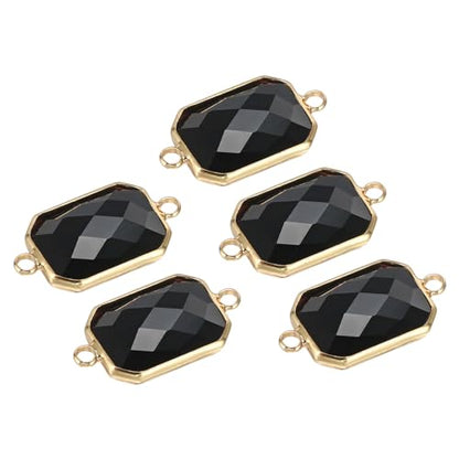 PATIKIL Birthstone Connector Link, Diamond Clear Charm Links, Glass Jewelry Findings Crystal Bead Link for Drop Dangle Pendants Necklace Bracelet Earring - color: Black
