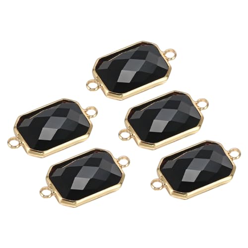 PATIKIL Birthstone Connector Link, Diamond Clear Charm Links, Glass Jewelry Findings Crystal Bead Link for Drop Dangle Pendants Necklace Bracelet Earring - color: Black