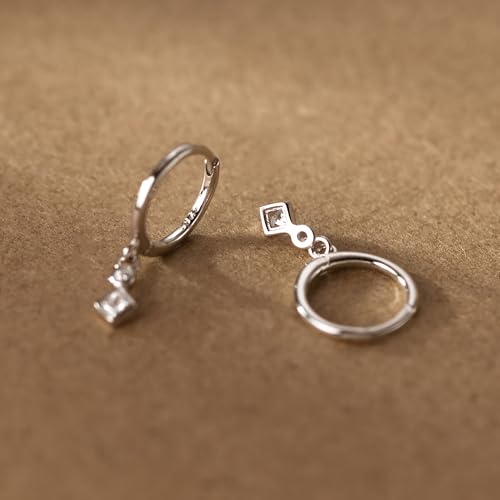 LOVECOM 925 Sterling Silver Heart Dangle Earrings for Women 14K Gold Plated Dainty CZ Love Hearts Charm Huggie Hoop Earrings to Daughter Birthday Wedding Graduation Gifts Jewelry Gifts - color: Style 2-Silver
