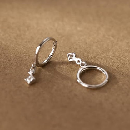 LOVECOM 925 Sterling Silver Heart Dangle Earrings for Women 14K Gold Plated Dainty CZ Love Hearts Charm Huggie Hoop Earrings to Daughter Birthday Wedding Graduation Gifts Jewelry Gifts - color: Style 2-Silver