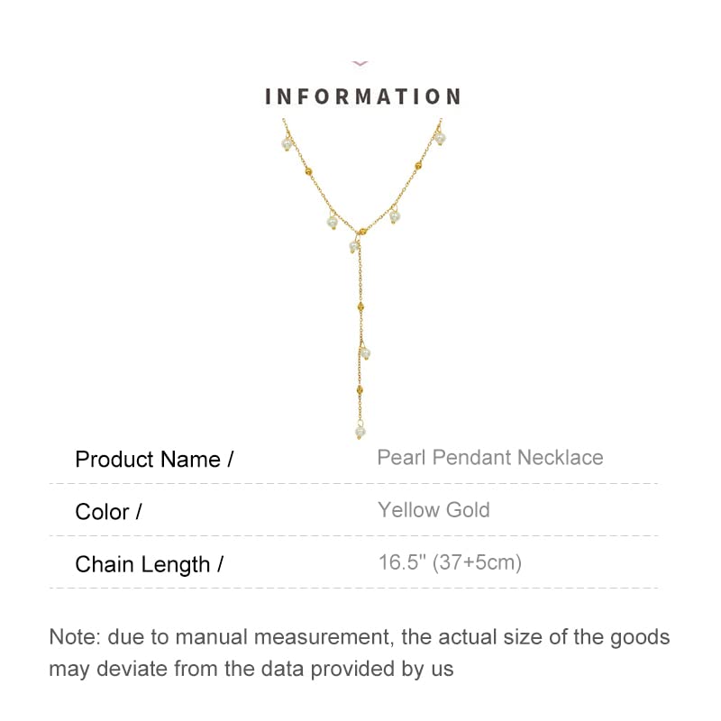 14K Gold Pearl Pendant Necklace, Freshwater Pearl Y-shaped Necklace, Women's Day, Birthday Gift for Wife, Girlfriend - color: style two