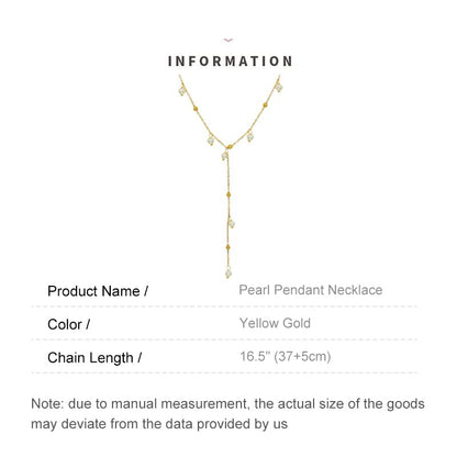 14K Gold Pearl Pendant Necklace, Freshwater Pearl Y-shaped Necklace, Women's Day, Birthday Gift for Wife, Girlfriend - color: style two