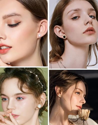 Tornito 10-15 Pairs Clip on Stud Earrings Non Pierced Teardrop Round Square CZ Pearl Twist Knot Flower Butterfly Heart Star Rainbow Cat Opal Clip on Earrings for Women - color: G:10 Pairs
