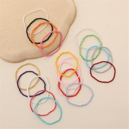 Boho Stackable Seed Beaded Bracelets for Women 18-20Pcs Colorful Handmade Multilayered Rice Bead Bracelet Set Summer Beach Bohemian Jewelry Gift - color: A-Multicolor B