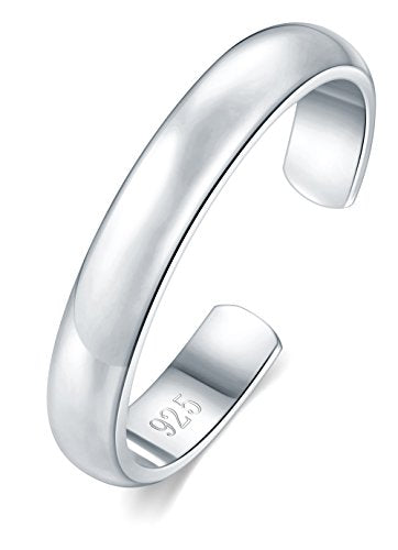 BORUO Toe Rings - 925 Sterling Silver Band Ring - Waterproof 14K Gold Plated Toe Rings - Sterling Silver Rings for Women, 2 mm, 3mm, 4mm - color: 925 Sterling Silver 3mm Toe Ring
