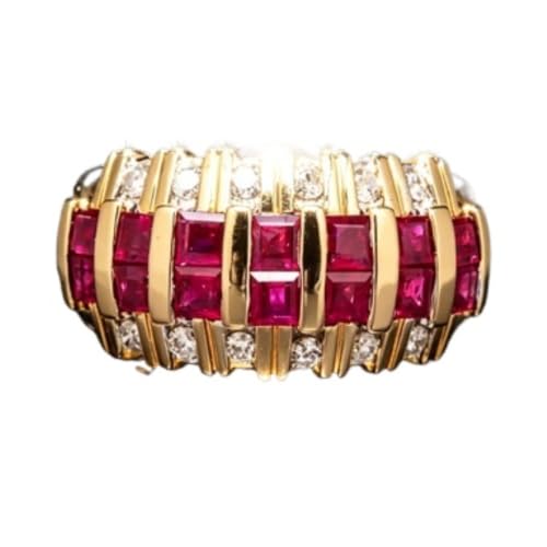 Bold Oversized Inlaid Garnet Crystal Multicolor Simulated Gemstone Statement Ring for Women Eye-catching Cocktail Daily Stackable Finger Jewelry