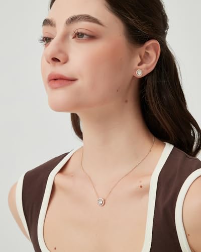 COBI Jewelry Set for Women, 18K Gold & Rhodium Plated CZ Necklace & Earrings, Clover Halo Infinity Solitaire Feather Designs, Dainty Crystal Pendant Sets, Trendy Fashion Gifts for Her - style: Crystal Solitaire CZ