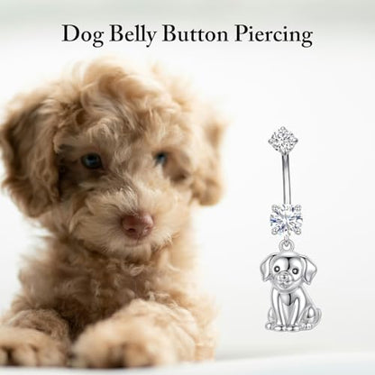 Belly Button Rings 925 Sterling Silver Belly Piercing Jewelry Hypoallergenic Navel Rings Gifts for Women - style: Dog