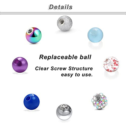 16G 3mm Replacement Balls Set &14G 5mm Piercing Balls Stainless Steel Glow in the Drak Plastic Replacement Balls Parts Jewelry Piercing Pearl Barbell Parts for Women Men 3mm 5mm Balls 72Pcs - color: B-3:16G 3mm Mix Color