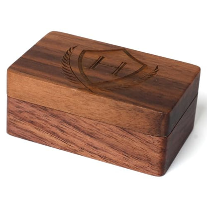 Mens Initial Cufflinks and Tie Clip A-Z Alphabet Letter Black Stainless Cuff Links Tie Bar with Engraved Walnut Wood Box Groom Groomsman Wedding Set - style: Classic-H