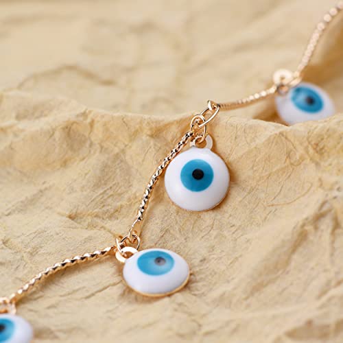 LOYATA Dainty Ankle Bracelet,14K Gold Plated Tiny Bead Anklet Dainty White Cubic Zirconia Cross Tassel Foot Chain Cute Lucky Moon Evil Eye Foot Jewelry Boho Anklets for Women - color: Tassel