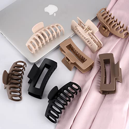 LuSeren Hair Clips for Women 4.3 Inch Large Hair Claw Clips for Women Thin Thick Curly Hair, Big Matte Banana Clips,Strong Hold jaw clips,Neutral Colors - color: Neutral