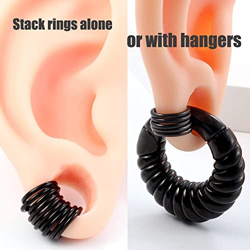 Casvort 10 PCS 16G Seamless Septum Nose Piercing Rings Segment Tragus Hoop Rings 316 Stainless Steel Helix Ring Stack Clickers Ear Plugs Hangers Women Body Jewelry - color: Black Classic, size: 1.2*6mm 10 PCS