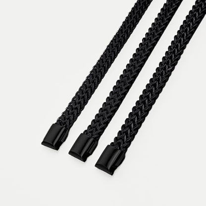 Braided Chain Bracelet 1-Pack - Stainless Steel Franco Link Bracelet with Push-Button Clasp (Gold, Silver, Black Options) - color: Black