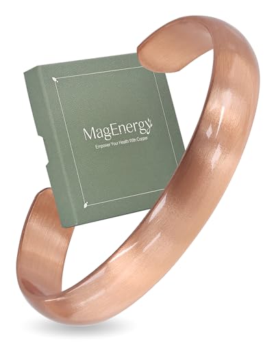MagEnergy Copper Bracelet for Men Women, Tibetan 100% Pure Copper Bracelet, Real Raw Handmade Cuff Bangle, Pulsera de Cobre - color: Copper-13MM