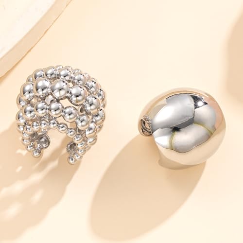 Gold Ear Cuff for Women Non-Piercing Earrings Clip-On Cartilage Earring Gold Plated Beaded Ear Cuff Climber Non-Pierced Wrap Around Earring for Cartilage Dainty Fake Piercings Earings