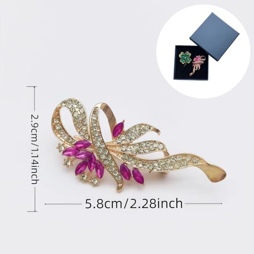 2pcs Rhinestone Brooch Pin for Women Dress Elegant Stylish Crystal Brooches Fashion Accessories Pins Lapel Boutonniere Ideas Wedding Christmas Birthday Jewelry Easter Gift - color: 06 Green/Gold