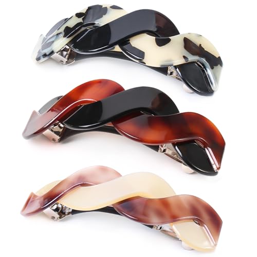 Mistofu Hair Barrettes for Thick Hair, Tortoise Shell Clips, 3.93in | Large Barrette for Women, Vintage French Style, Women's fashion Hair Accessories，Gift for Women Girls - color: Tortoiseshell